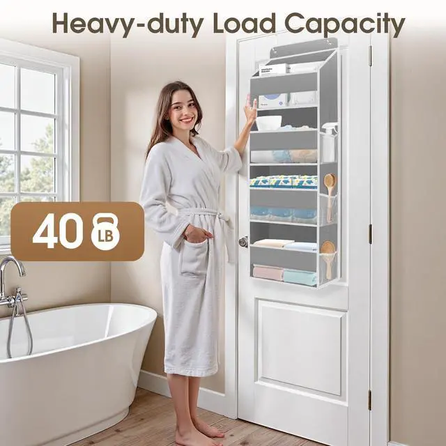 Alt view image 5 of 6 - 1 Pack Over The Door Organizer Hanging Storage Room Organizer | 40 lb Capacity, Ultra-Sturdy, Foldable, Mesh Design with Clear Window, Space-Saving Organizer for Pantry, Nursery & Closet