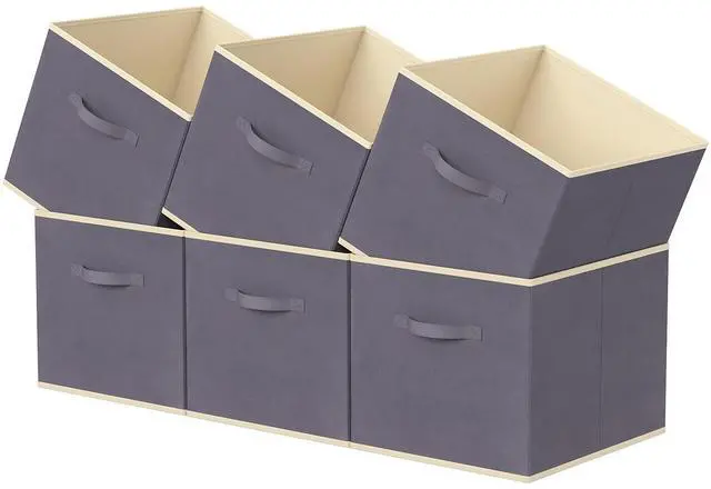 Main image of Storage Cubes, 11 Inch Organizer Bins, 18L Gray, 6 Packs | Foldable Decorative Fabric Storage Baskets for Organizing Home Organizers with Handles for Shelves, Closet