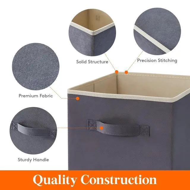 Alt view image 2 of 6 - Storage Cubes, 11 Inch Organizer Bins, 18L Gray, 6 Packs | Foldable Decorative Fabric Storage Baskets for Organizing Home Organizers with Handles for Shelves, Closet