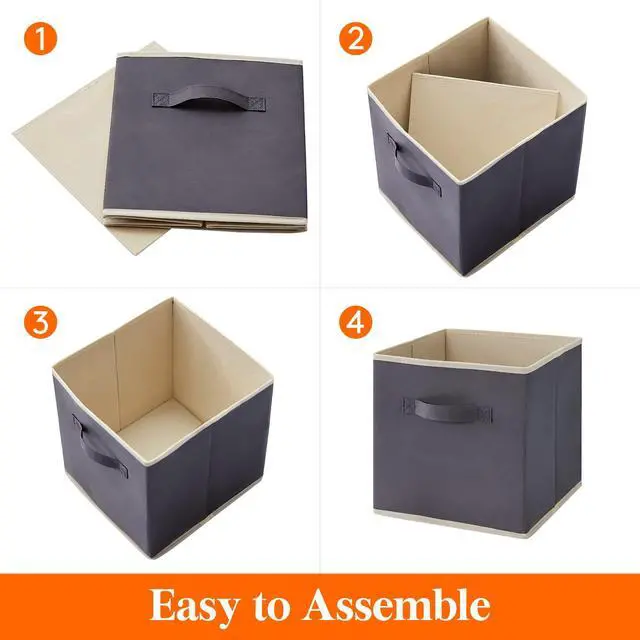 Alt view image 3 of 6 - Storage Cubes, 11 Inch Organizer Bins, 18L Gray, 6 Packs | Foldable Decorative Fabric Storage Baskets for Organizing Home Organizers with Handles for Shelves, Closet