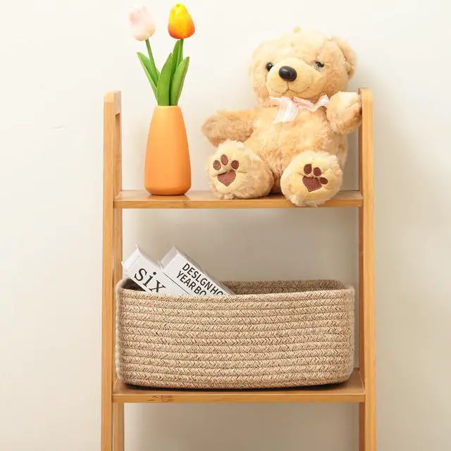 Alt view image 4 of 7 - Small Storage Baskets for Organizing | Closet Organizer Bins | Shelf Toy Basket | Woven Rope Baskets | Cube Decorative Box | Shallow Basket | L11.5xW7.5xH4.7| Brown