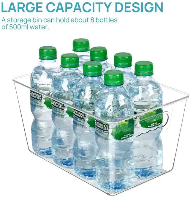 Alt view image 3 of 7 - 4 Pack Clear Storage Bins, Pantry Storage Bins with Handle, Large | Plastic Pantry Organizer Containers for Kitchen, Refrigerator, Fridge, Cabinet, Countertops, Home Organization and Storage
