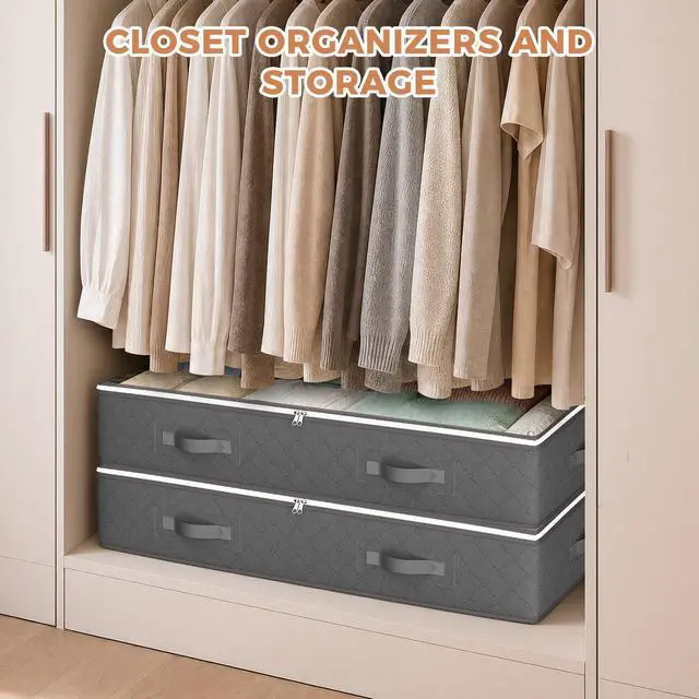Alt view image 4 of 6 - Under Bed Storage Containers, Storage Bins with Clear Lids | Underbed Storage Bags for Blankets, Towels, Comforter, Sweaters, Linen Sheets, Wrapping Paper