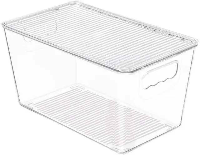 Main image of 1 Pack Clear Stackable Storage Bins with Lids and Handles, Medium | BPA-free Plastic, Organize Vertically, For Pantry Kitchen Fridge Cabinet Closet Bathroom, Built to Last, Easy to Move