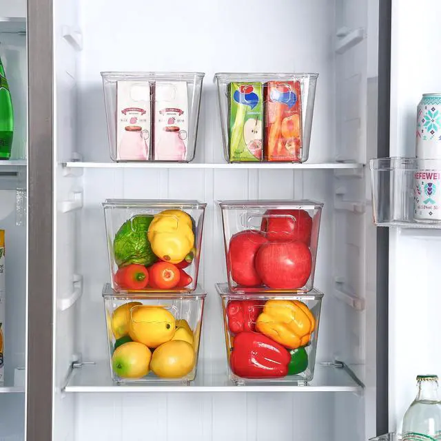 Alt view image 4 of 7 - 1 Pack Clear Stackable Storage Bins with Lids and Handles, Medium | BPA-free Plastic, Organize Vertically, For Pantry Kitchen Fridge Cabinet Closet Bathroom, Built to Last, Easy to Move