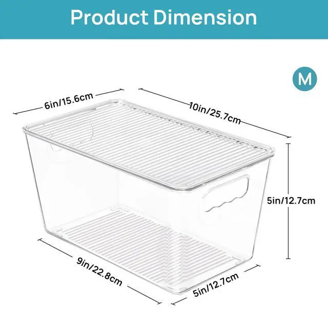 Alt view image 2 of 7 - 1 Pack Clear Stackable Storage Bins with Lids and Handles, Medium | BPA-free Plastic, Organize Vertically, For Pantry Kitchen Fridge Cabinet Closet Bathroom, Built to Last, Easy to Move