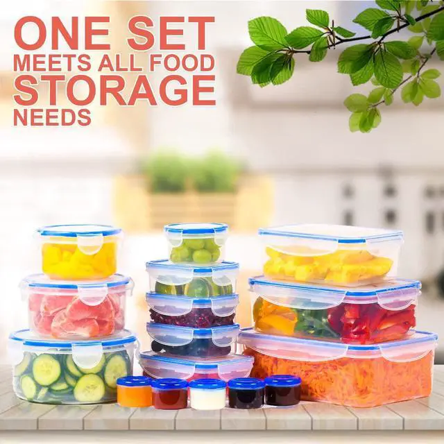 Alt view image 4 of 6 - 32 Pcs Large Plastic Food storage containers-85 oz to Sauces Box Stackable Kitchen storage bowls sets-BPA Free Leak proof with lids airtight-Microwave freezer safe lunch boxes