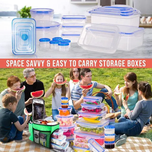 Alt view image 6 of 6 - 32 Pcs Large Plastic Food storage containers-85 oz to Sauces Box Stackable Kitchen storage bowls sets-BPA Free Leak proof with lids airtight-Microwave freezer safe lunch boxes