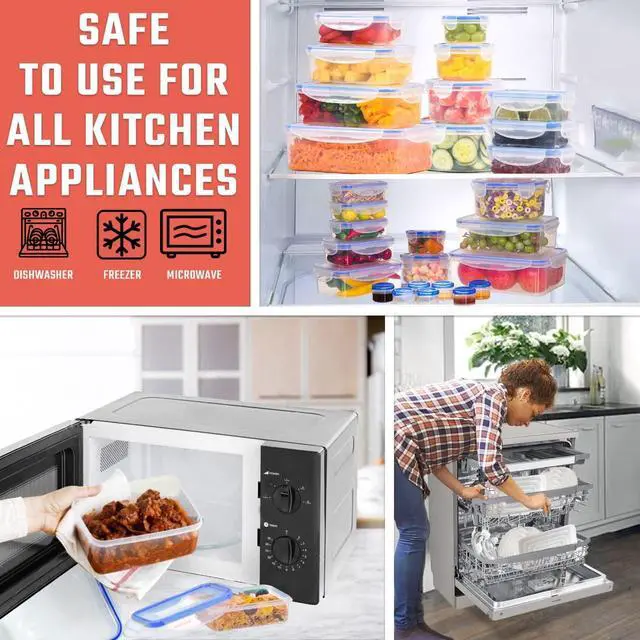 Alt view image 5 of 6 - 32 Pcs Large Plastic Food storage containers-85 oz to Sauces Box Stackable Kitchen storage bowls sets-BPA Free Leak proof with lids airtight-Microwave freezer safe lunch boxes