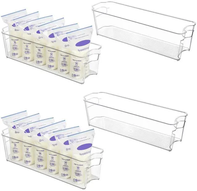 Main image of 4Pcs Clear Breastmilk Storage Bags Container in Freezer Fridge | BPA-free Plastic Storage Bins, For Breast Milk Baby Pouches Formula Bottles and Yogurts, In Freezer Fridge and Pantry