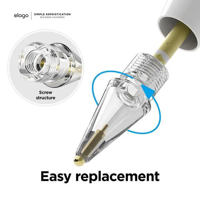 Alt view image 4 of 7 - 2 Pack Replacement Metal Pencil Tips for Apple Pencil Pro | Apple Pencil and Apple Pencil, Wear-Resistant High Sensitivity Pencil Nibs (1st & 2nd Generation) (USB-C)