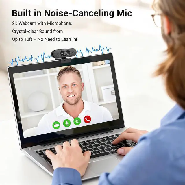 Alt view image 4 of 7 - Hprosper 2K Webcam with Microphone, Automatic Light Correction & Privacy Cover, Wide Angle USB Camera for PC, Laptop, Mac, Zoom, Gaming, Streaming, Conference Room, Video Conferencing