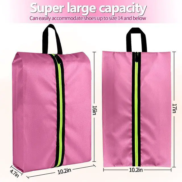 Alt view image 3 of 7 - Shoe Bags for Travel, Large Capacity Oxford Fabric 3 Pack Pink | Waterproof Dustproof Design, Fits Men Women Shoes Up to Size 14, Gym Trips Closet Storage, Durable Zipper Handle