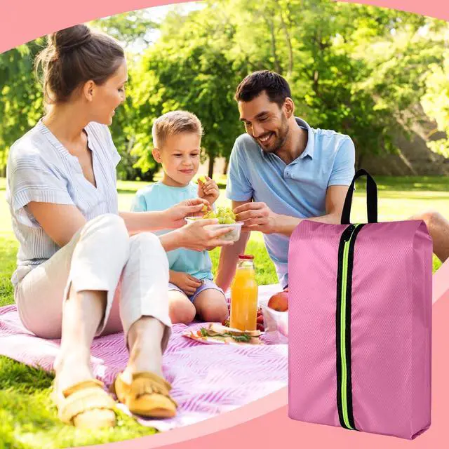 Alt view image 7 of 7 - Shoe Bags for Travel, Large Capacity Oxford Fabric 3 Pack Pink | Waterproof Dustproof Design, Fits Men Women Shoes Up to Size 14, Gym Trips Closet Storage, Durable Zipper Handle