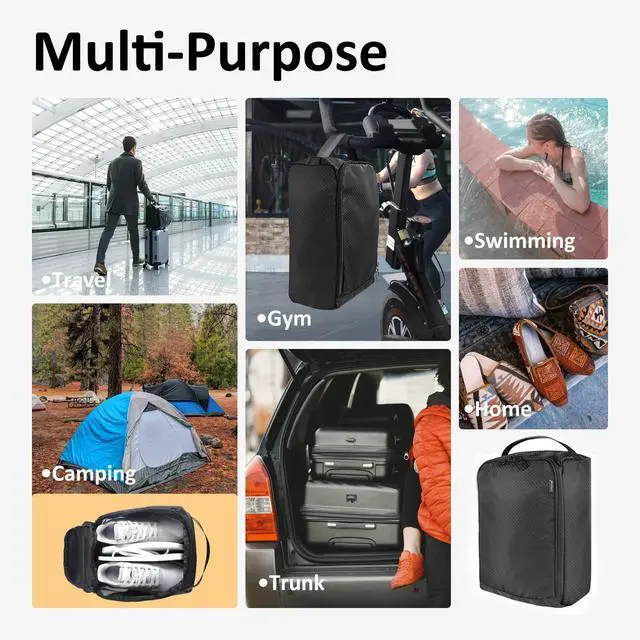 Alt view image 7 of 7 - Shoe Bags for Travel Shoe Pouch Portable Large Shoes Storage Bag (2 PACK) for Men Women Shoe Organizer Shoe Packing Cubes Gym Sport Must Have for Business Trip Bolsa de Zapatos Black
