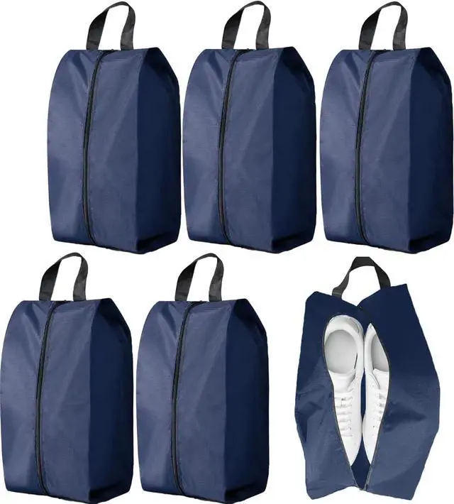 Main image of 5Pcs Large Travel Shoe Bags Portable Travel Gifts Shoe Organizer with Zipper Closure, Waterproof Nylon Shoe Storage Organizer with Handle Travel Bags For Men and Women, Navy