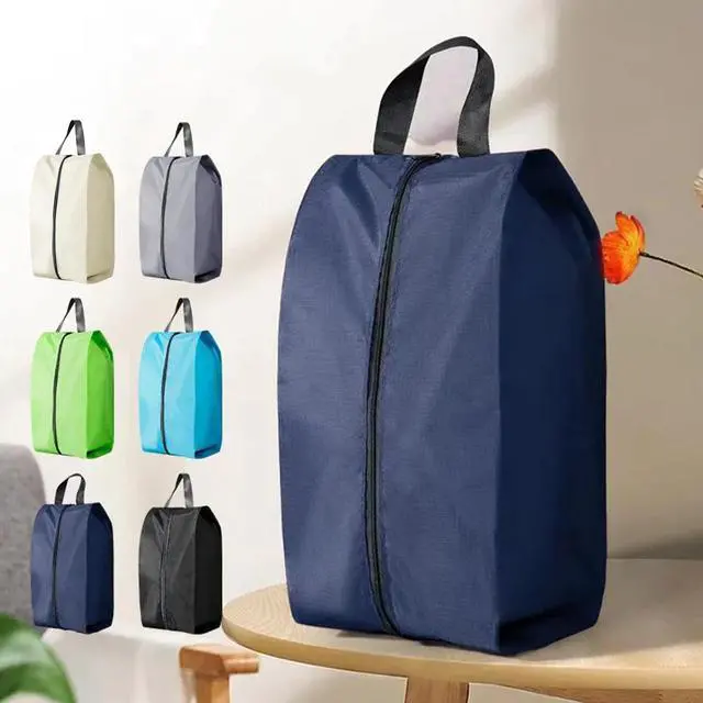 Alt view image 3 of 7 - 5Pcs Large Travel Shoe Bags Portable Travel Gifts Shoe Organizer with Zipper Closure, Waterproof Nylon Shoe Storage Organizer with Handle Travel Bags For Men and Women, Navy