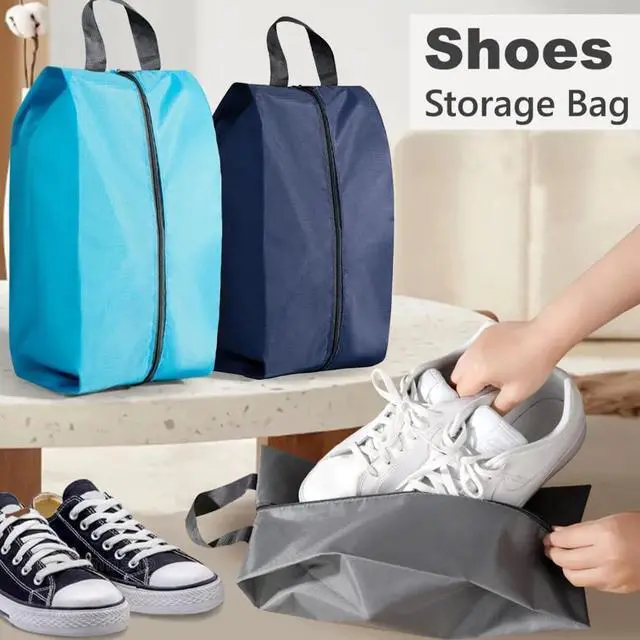 Alt view image 5 of 7 - 5Pcs Large Travel Shoe Bags Portable Travel Gifts Shoe Organizer with Zipper Closure, Waterproof Nylon Shoe Storage Organizer with Handle Travel Bags For Men and Women, Navy