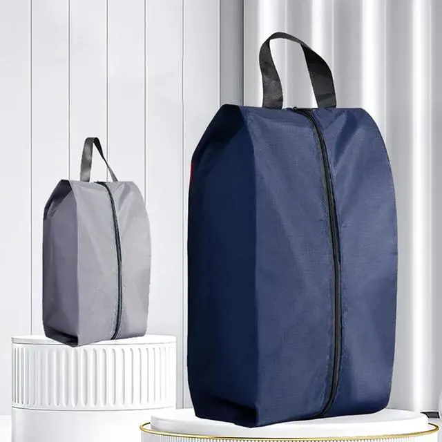 Alt view image 6 of 7 - 5Pcs Large Travel Shoe Bags Portable Travel Gifts Shoe Organizer with Zipper Closure, Waterproof Nylon Shoe Storage Organizer with Handle Travel Bags For Men and Women, Navy