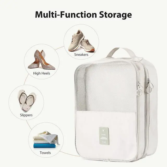Alt view image 6 of 7 - Travel Shoe Bag Holds 3 Pair of Shoes, Shoe Storage Pouch for Travel and Daily Use, Travel Suitcase Shoe Organizer, Waterproof