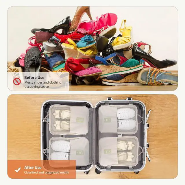 Alt view image 7 of 7 - Travel Shoe Bag Holds 3 Pair of Shoes, Shoe Storage Pouch for Travel and Daily Use, Travel Suitcase Shoe Organizer, Waterproof
