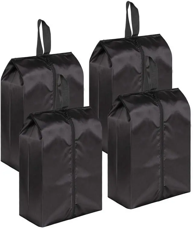 Main image of Portable Nylon Travel Shoe Bags with Zipper Closure (Pack 4, Black)