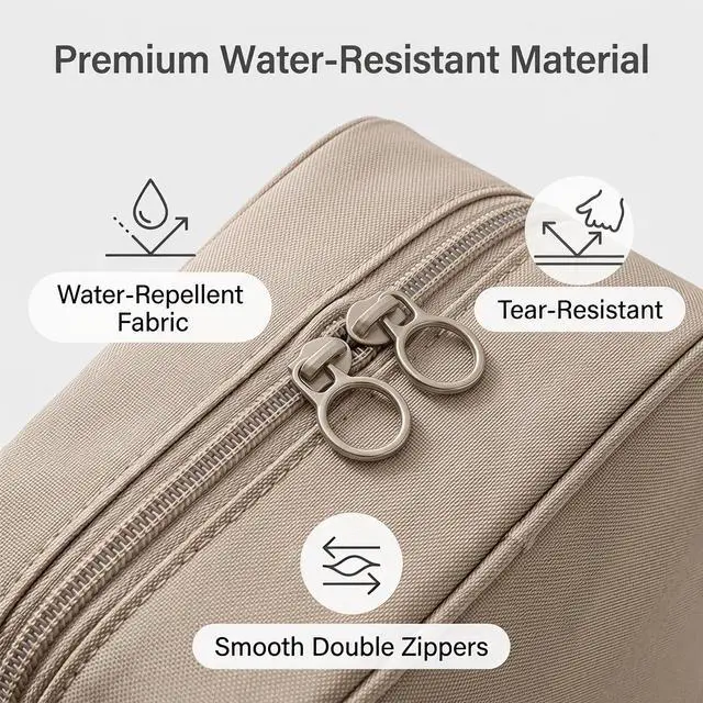 Alt view image 3 of 7 - 2 Pack Travel Shoe Bag for 3 Pairs, Waterproof Shoe Organizer, Portable | Fits All Footwear, 3Layer Compartment, Handle & Strap, Resistant Multi-Purpose Storage Bag, Black & Beige