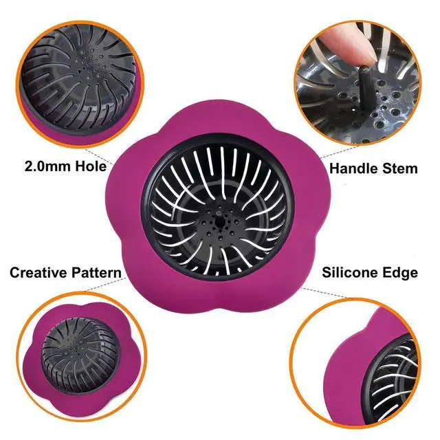 Alt view image 2 of 7 - Silicone Sink Drain Strainer, 4 Pack | Fast Drainage, Catches Food Scraps, Easy Cleaning, Flexible Design, Fits Most Drains, Bright Colors