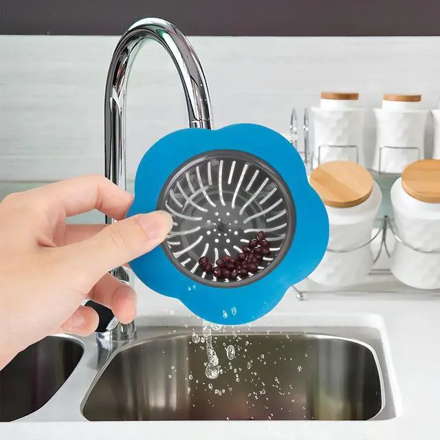 Alt view image 7 of 7 - Silicone Sink Drain Strainer, 4 Pack | Fast Drainage, Catches Food Scraps, Easy Cleaning, Flexible Design, Fits Most Drains, Bright Colors