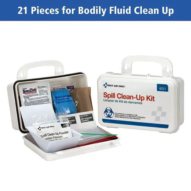 Alt view image 2 of 7 - 6021 21-Piece Body Fluid Clean Up Kit, Commercial Cleaning Equipment for Spills in Weatherproof Plastic Case, White