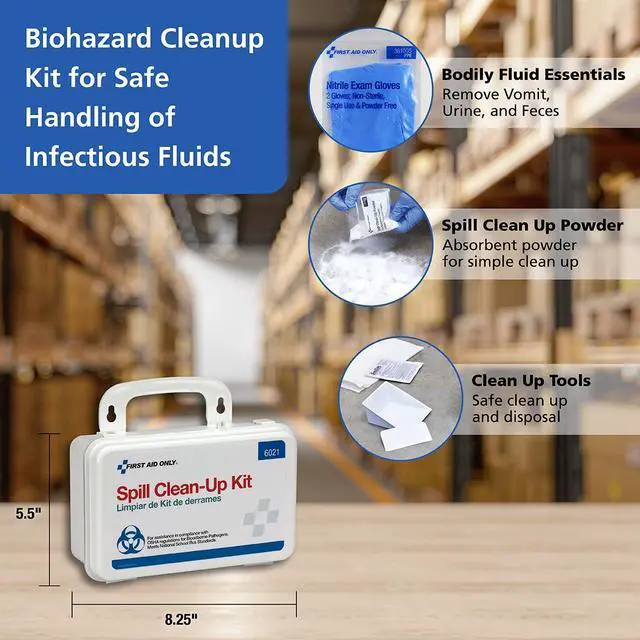 Alt view image 3 of 7 - 6021 21-Piece Body Fluid Clean Up Kit, Commercial Cleaning Equipment for Spills in Weatherproof Plastic Case, White