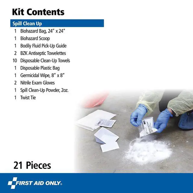 Alt view image 4 of 7 - 6021 21-Piece Body Fluid Clean Up Kit, Commercial Cleaning Equipment for Spills in Weatherproof Plastic Case, White