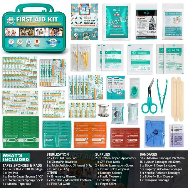 Alt view image 3 of 7 - 150 Pieces Hardcase First Aid Kit - First Aid Box Contains Premium Medical Supplies for Travel, Home, Office, Vehicle, Camping, Workplace & Outdoor