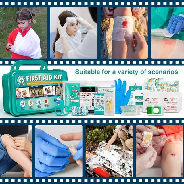 Alt view image 5 of 7 - 150 Pieces Hardcase First Aid Kit - First Aid Box Contains Premium Medical Supplies for Travel, Home, Office, Vehicle, Camping, Workplace & Outdoor