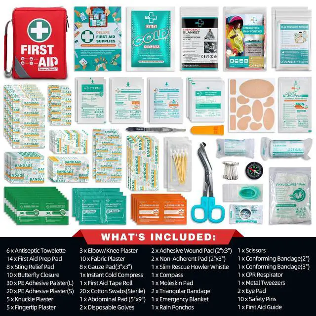 Alt view image 2 of 7 - First Aid Kit - Small Compact First Aid Kit Bag(175 Piece) - Reflective Bag Design- Includes Instant Cold Pack, Emergency Blanket for Travel, Home, Office, Vehicle,Camping