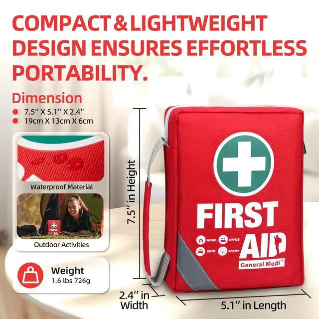 Alt view image 3 of 7 - First Aid Kit - Small Compact First Aid Kit Bag(175 Piece) - Reflective Bag Design- Includes Instant Cold Pack, Emergency Blanket for Travel, Home, Office, Vehicle,Camping