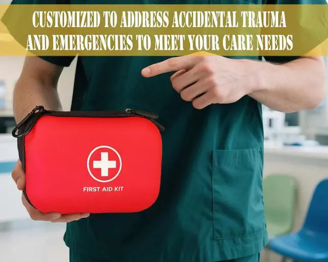 Alt view image 6 of 7 - First Aid Kit 196 Piece Waterproof Medical Kit Hard Shell Portable, Red | Waterproof Hard Shell Portable Emergency Kits for Home, Camping, Cars, Hiking, Travel, Outdoor, Adventure