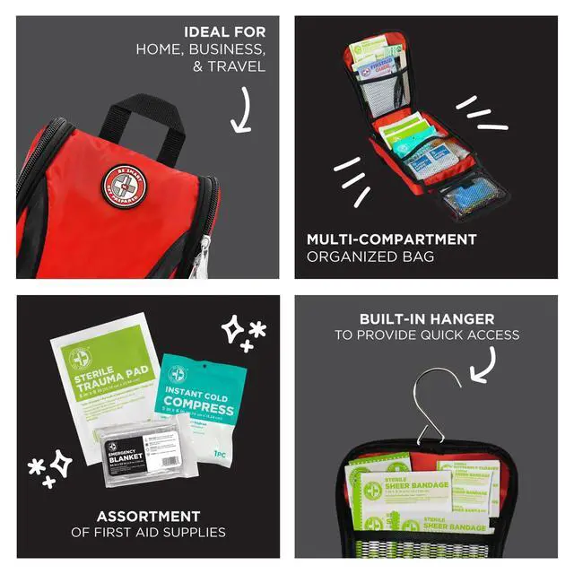 Alt view image 3 of 7 - 330 Pc First Aid Kit Car Home Office Outdoor in a Bag