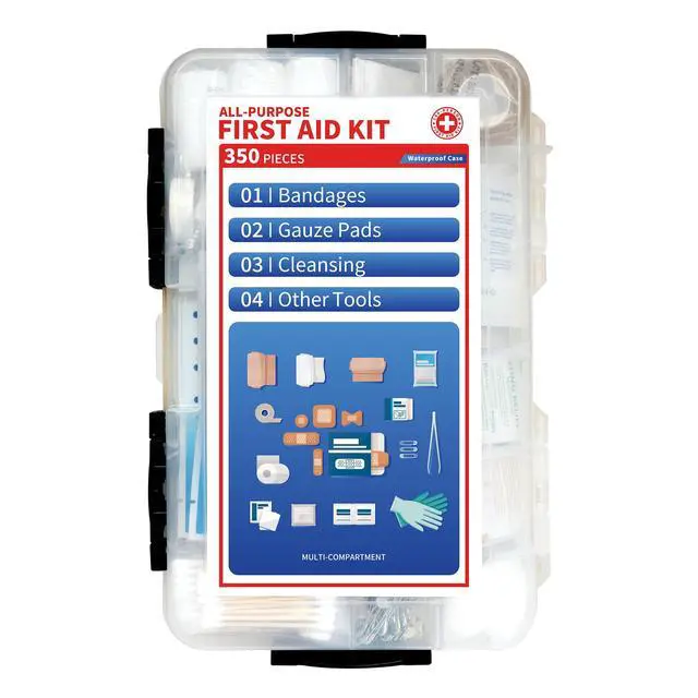Alt view image 3 of 7 - 350-Piece All-Purpose 100-Person Emergency First Aid Kit Waterproof Plastic Case | Clearly Organized for Fast Retrieval | Perfect for Home, Business, Workplace, Boat, Travel, Outdoor & Car