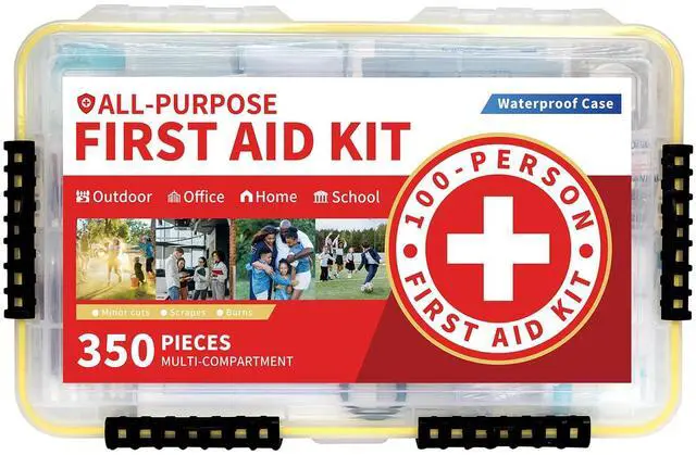 Main image of 350-Piece All-Purpose 100-Person Emergency First Aid Kit Waterproof Plastic Case | Clearly Organized for Fast Retrieval | Perfect for Home, Business, Workplace, Boat, Travel, Outdoor & Car