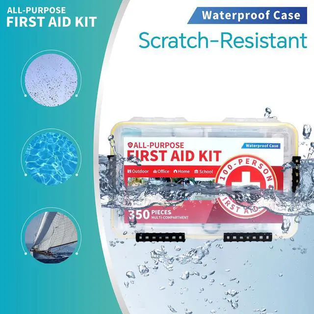 Alt view image 7 of 7 - 350-Piece All-Purpose 100-Person Emergency First Aid Kit Waterproof Plastic Case | Clearly Organized for Fast Retrieval | Perfect for Home, Business, Workplace, Boat, Travel, Outdoor & Car