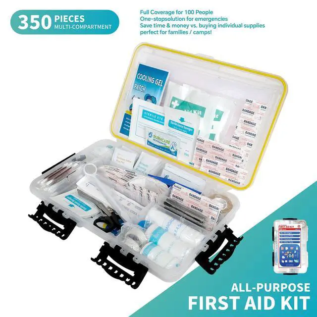 Alt view image 4 of 7 - 350-Piece All-Purpose 100-Person Emergency First Aid Kit Waterproof Plastic Case | Clearly Organized for Fast Retrieval | Perfect for Home, Business, Workplace, Boat, Travel, Outdoor & Car