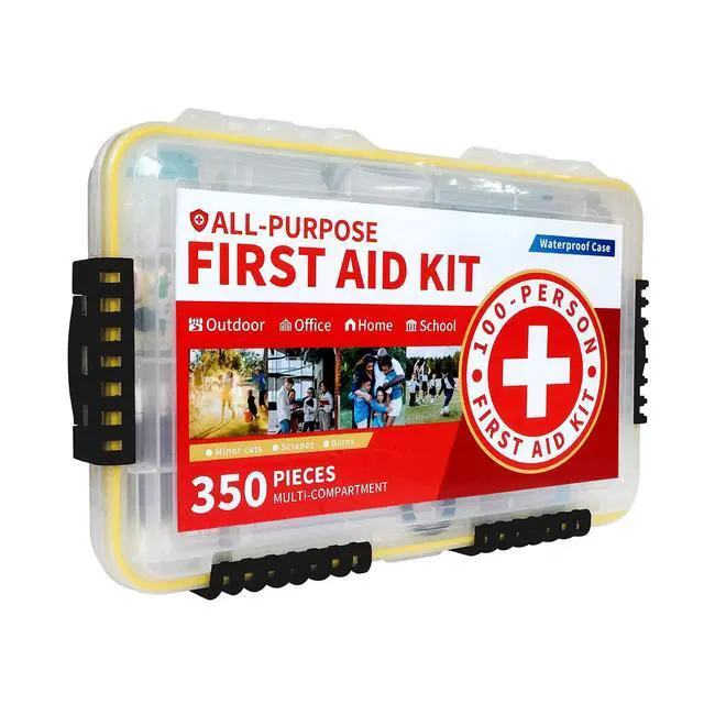 Alt view image 2 of 7 - 350-Piece All-Purpose 100-Person Emergency First Aid Kit Waterproof Plastic Case | Clearly Organized for Fast Retrieval | Perfect for Home, Business, Workplace, Boat, Travel, Outdoor & Car