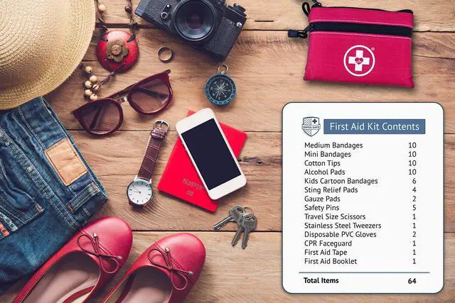 Alt view image 6 of 6 - 64 Piece First Aid Kit for Camping, Travel, Car & Survival | 2-in-1 with Bonus Mini Kit for Home, Businesses, Medical Emergency Aid & FAK