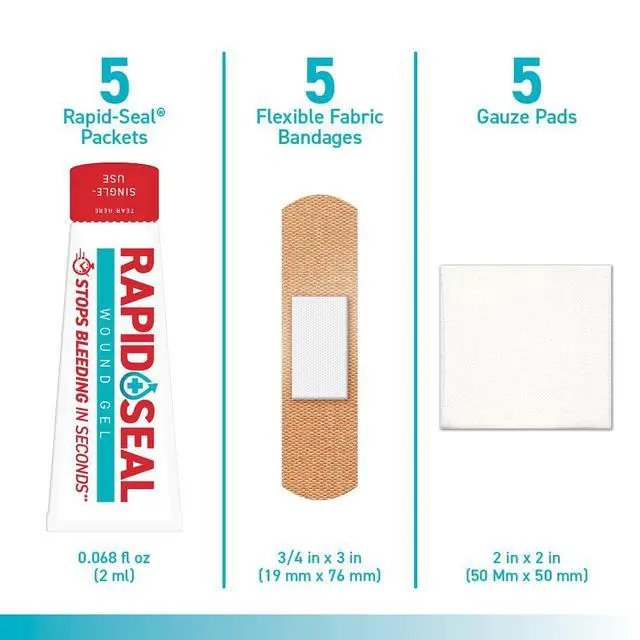 Alt view image 3 of 7 - Hemostatic Bleed Control First Aid Wound Care Kit, 15 Pieces | Ideal for Cuts, Scrapes and Razor Nicks for Emergency First Aid Supplies.