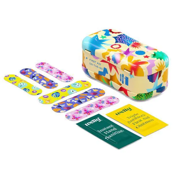 Alt view image 4 of 7 - Quick Fix, On The Go First Aid Kit, Assorted Bandages, Ointments, and Hand Sanitizer, Three Color Bandages - 2 Pack