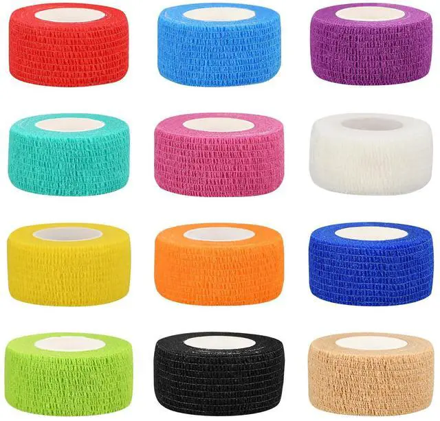 Main image of 12pcs Self Adhesive Bandage Wraps, 1in 5 Yards, Multicolor
