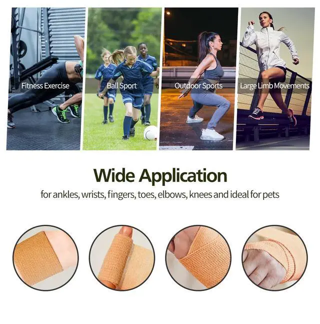 Alt view image 4 of 7 - 12pcs Self Adhesive Bandage Wraps, 1in 5 Yards, Multicolor