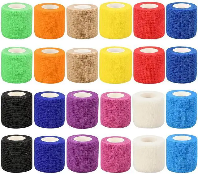 Main image of 24pcs Self Adhesive Bandage Wraps, 2in 5 Yards, 12 Colors, Vet Wrap | for Sports