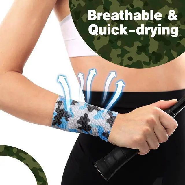 Alt view image 5 of 7 - 16 Pack Camo Self Adhesive Bandage Wrap, 2" X 5 Yards Elastic Cohesive Bandage Wrap, Athletic Tape, Vet Wrap, Ankle Tape, Tattoo Tape Wrap (Camo)